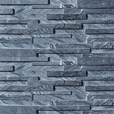 لکڑی کی رگوں کے ساتھ آرائشی 3D اسٹیکڈ پتھر سیاہ سنگ مرمر JRED-025